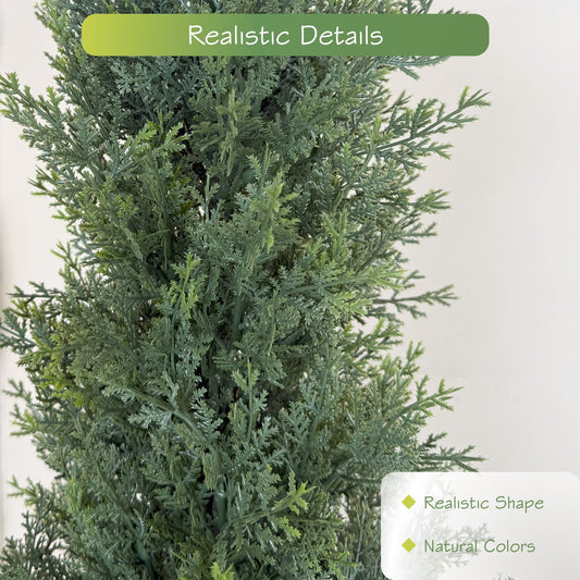 Nafresh 5ft UV Resistant Artificial Topiary Trees Outdoor with Full & Realistic Leaves, 60in Faux Cedar Tree for Front Door Proch Patio Deck Room Decor