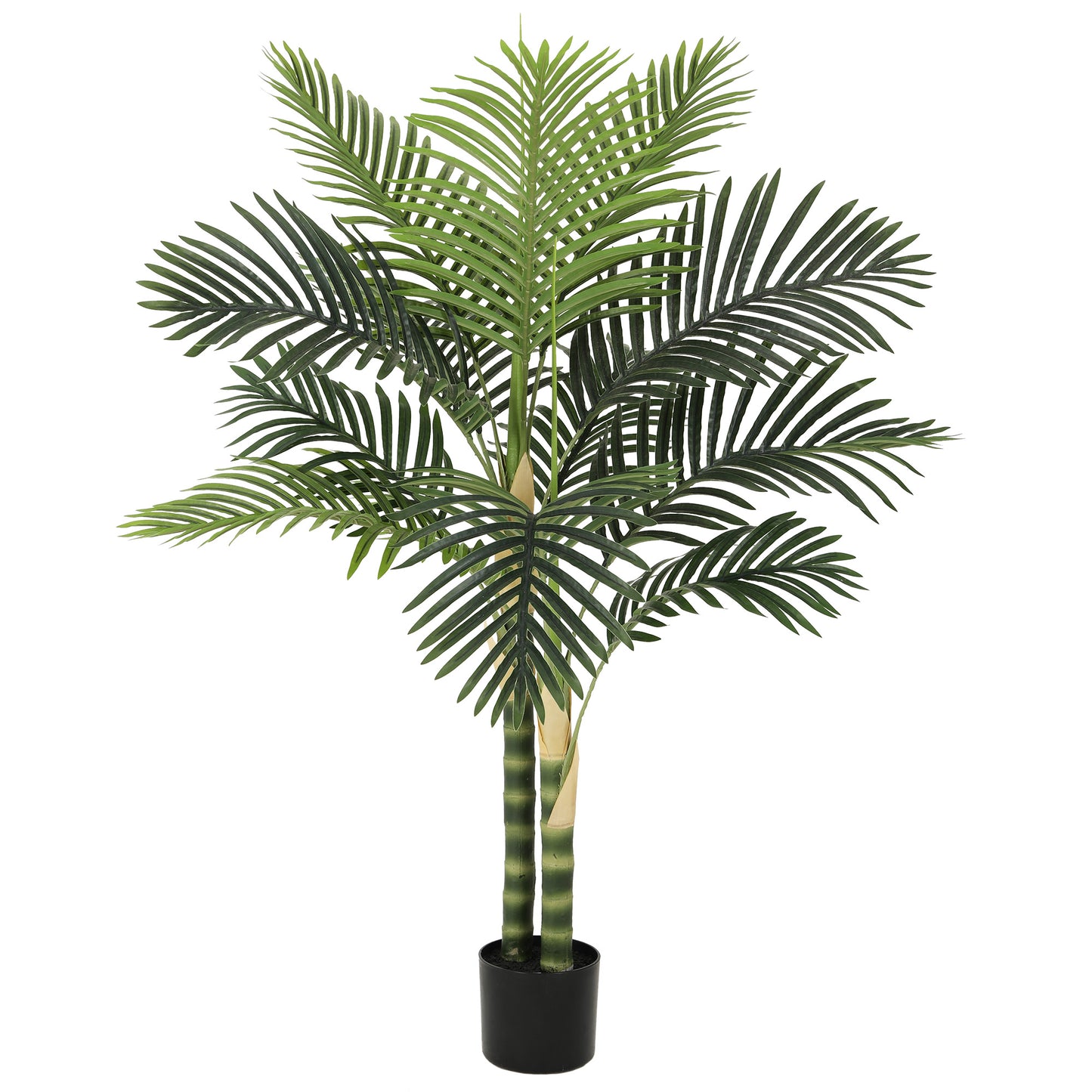 RosyHaven 5/6/7ft UV Resistant Artificial Golden Cane Palm Tree with Full Leaves and Realistic Trunks,Faux Palm Tree,Fake Palm Tree for Poolside Patio Living Room Balcony Outdoor Indoor Decor