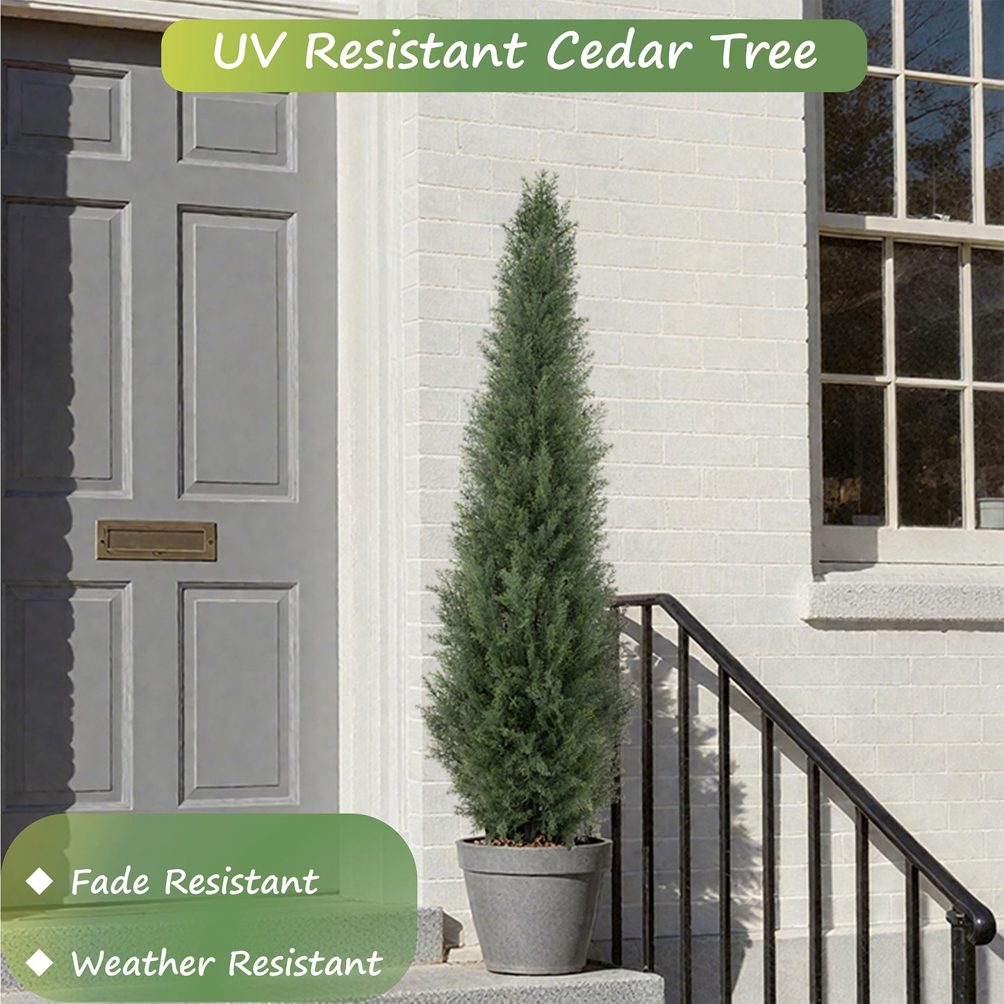 RosyHaven 3ft /4ft/5ft/6ft/7ft/1pack/2pack UV Resistant Artificial Topiary Trees Outdoor,  Faux Cedar Tree with Full & Realistic Leaves for Front Door Proch Patio Deck Room Decor