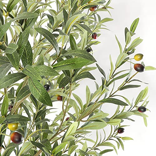 Tall Faux Olive Tree，6Ft(72in) Realistic Texture Potted Silk Artificial Olive Tree， Fake Olive Trees Indoor Outdoor for Home Office Living Room Bedroom Foyer Porch Decor. 2 Pack