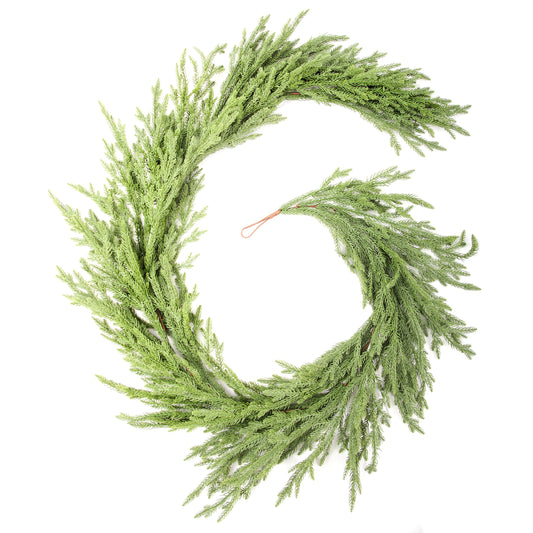 Nafresh 6ft/9ft Real Touch Norfolk Pine Garland,  Realistic Faux Christmas Garland for Fireplace Table Stair Window Front Door Decor