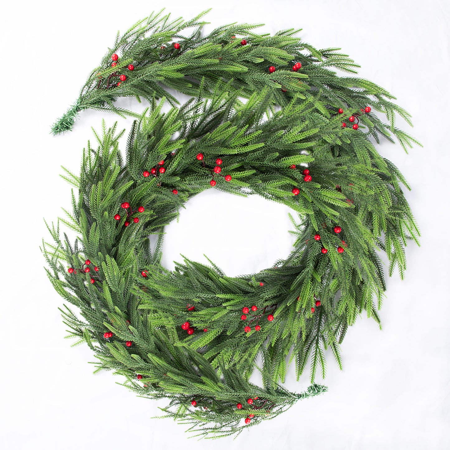 Nafresh 1/2pack 6ft/9ft Real Touch Norfolk Pine Garland, Realistic Faux Christmas Garland with Red Berries for Fireplace Table Stair Window Front Door Decor, 1Pack