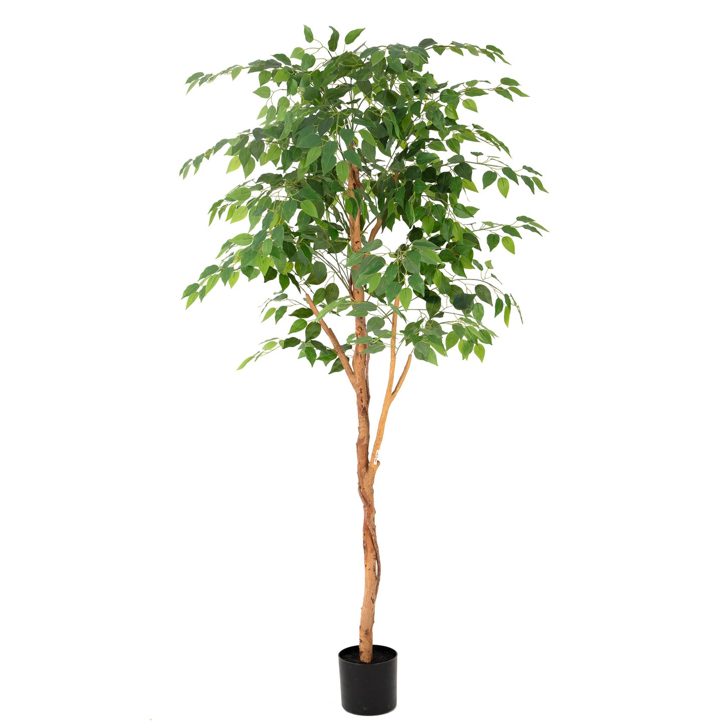 RosyHaven 5/6/7ft Resistant UV Artificial Ficus Tree with Real Wood Trunks and Waterproof & Real Touch Leaves, Realistic Faux Ficus Tree for Living Room Bedroom Dining Room Balcony Yard Patio Decor