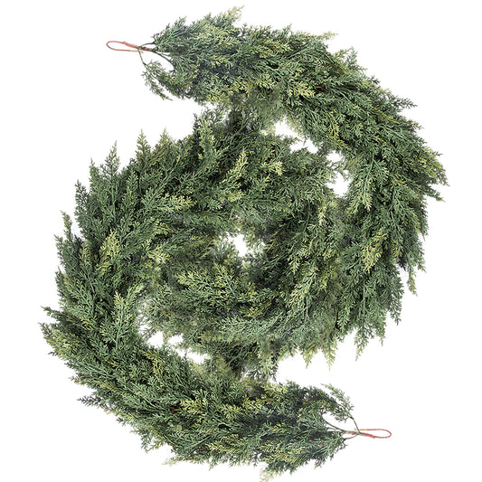 RosyHaven 2Pcs/1pcs 6ft/9ft /12ft Feel Soft Cedar Garland, Realistic Christmas Cedar Garland with Full & Likelife Branches for Fireplace Table Staircase Window Front Door Decor