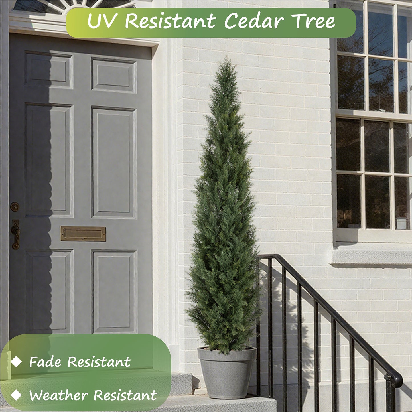 RosyHaven 3ft /4ft/5ft/6ft/7ft/1pack/2pack UV Resistant Artificial Topiary Trees Outdoor,  Faux Cedar Tree with Full & Realistic Leaves for Front Door Proch Patio Deck Room Decor