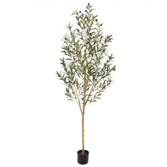 RosyHaven 4ft/5ft/6ft/7ft Faux Olive Tree, Realistic  Artificial Olive Tree with Real Trunks, Lifelike Leaves and Fruits for Indoor Outdoor Home Office Store Corner Decor.