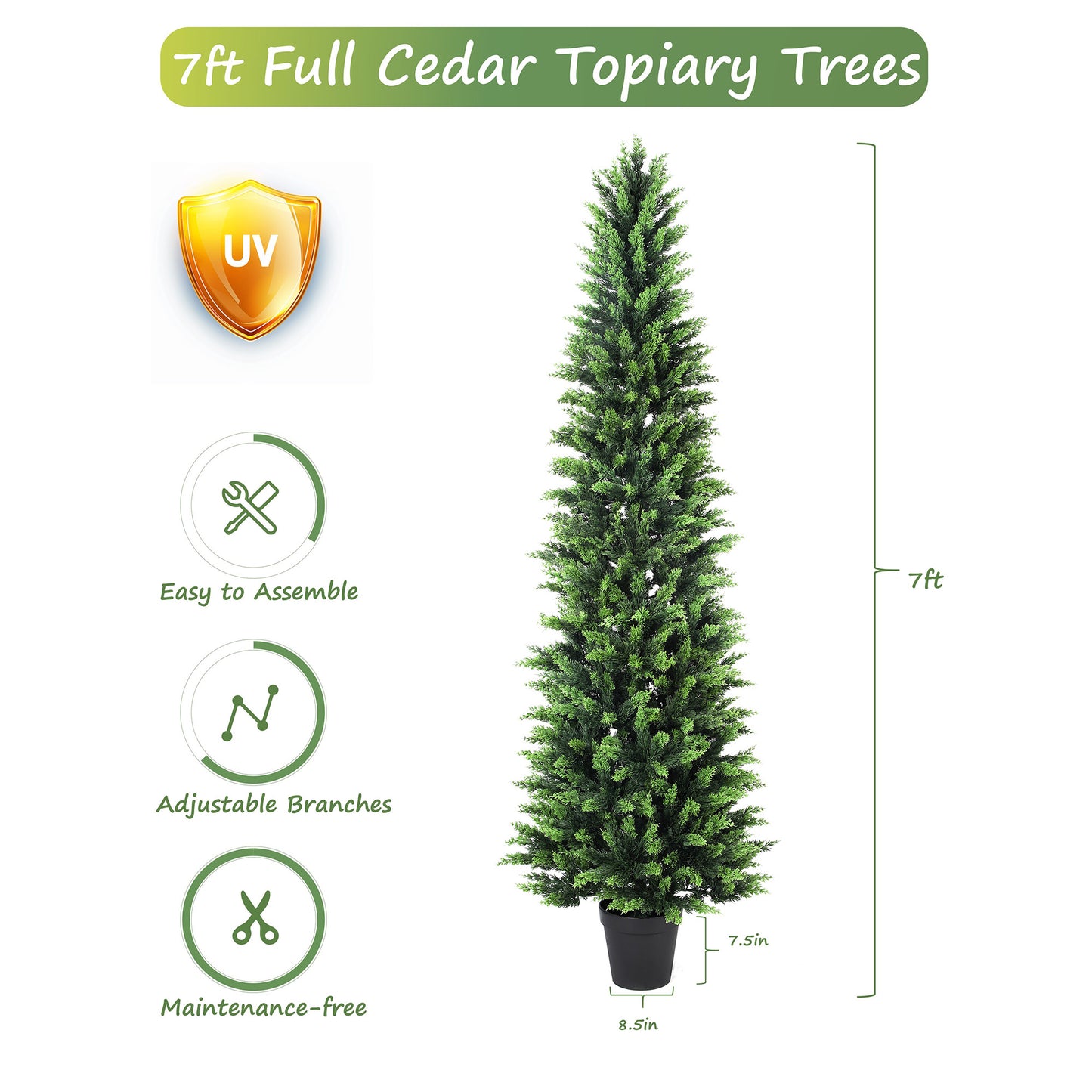 RosyHaven 6ft/7ft Real Touch Cedar Christmas Tree, UV Resistant Artificial Cedar Tree, with Realistic and Full Branches for Front Door Porch Bedroom Livingroom Fireplace Holiday Decor.