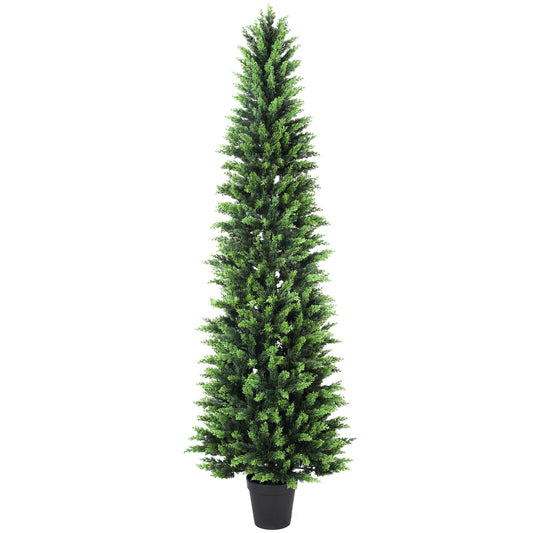 RosyHaven 6ft/7ft Real Touch Cedar Christmas Tree, UV Resistant Artificial Cedar Tree, with Realistic and Full Branches for Front Door Porch Bedroom Livingroom Fireplace Holiday Decor.