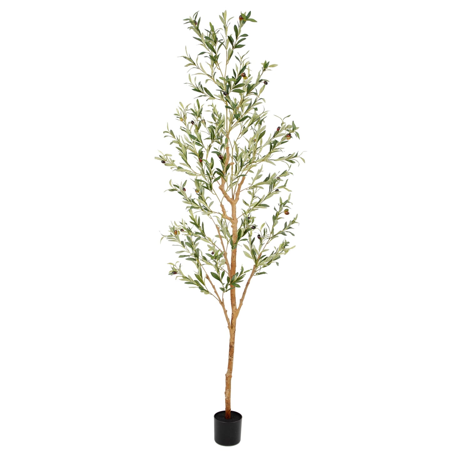 Nafresh 7ft Faux Olive Tree with Real Wood Trunk and Realistic & Full Leaves, 84in Fake Olive Tree with Lifelike Fruits and Sturdy Flower Pot for Indoor Outdoor Decor.