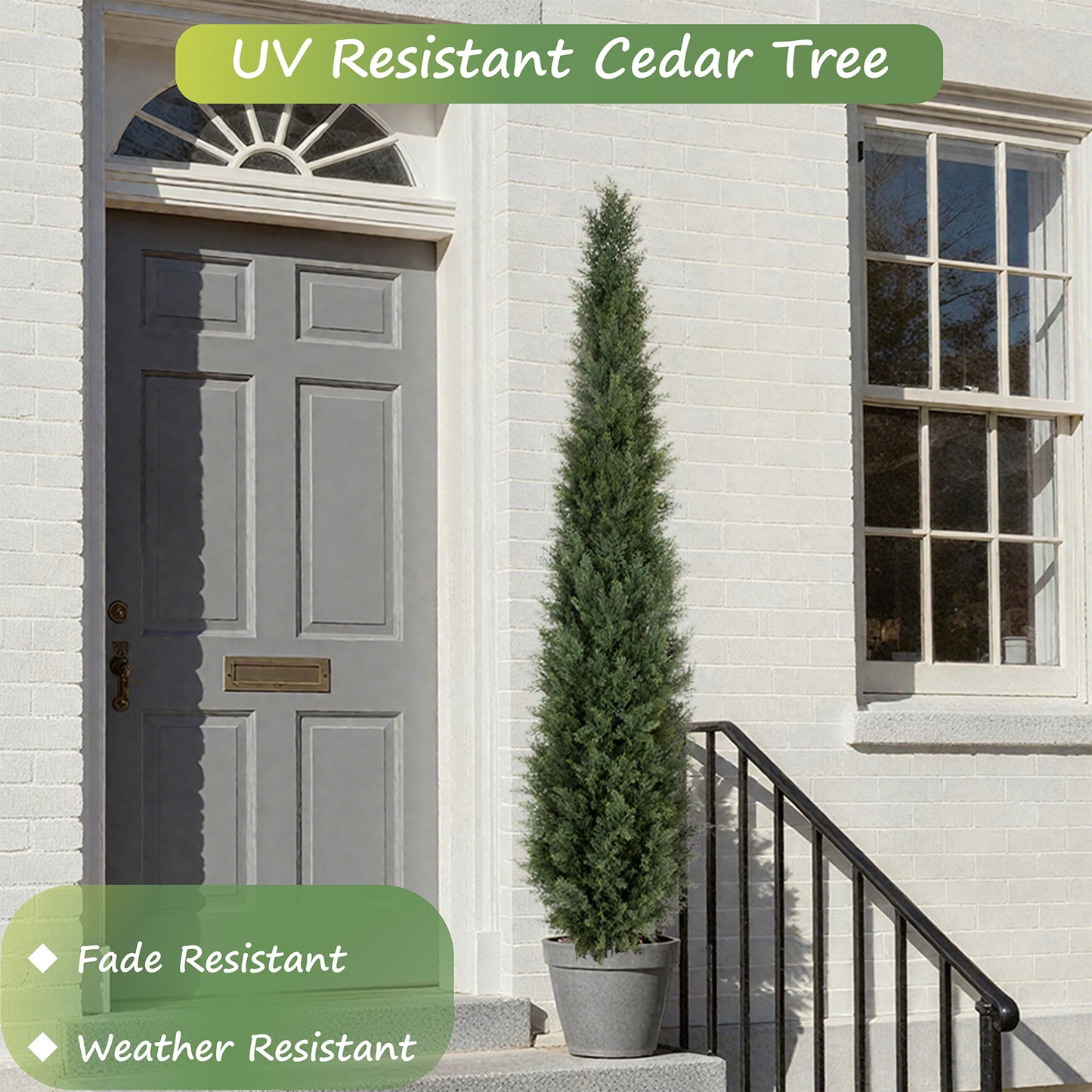 RosyHaven 3ft /4ft/5ft/6ft/7ft/1pack/2pack UV Resistant Artificial Topiary Trees Outdoor,  Faux Cedar Tree with Full & Realistic Leaves for Front Door Proch Patio Deck Room Decor