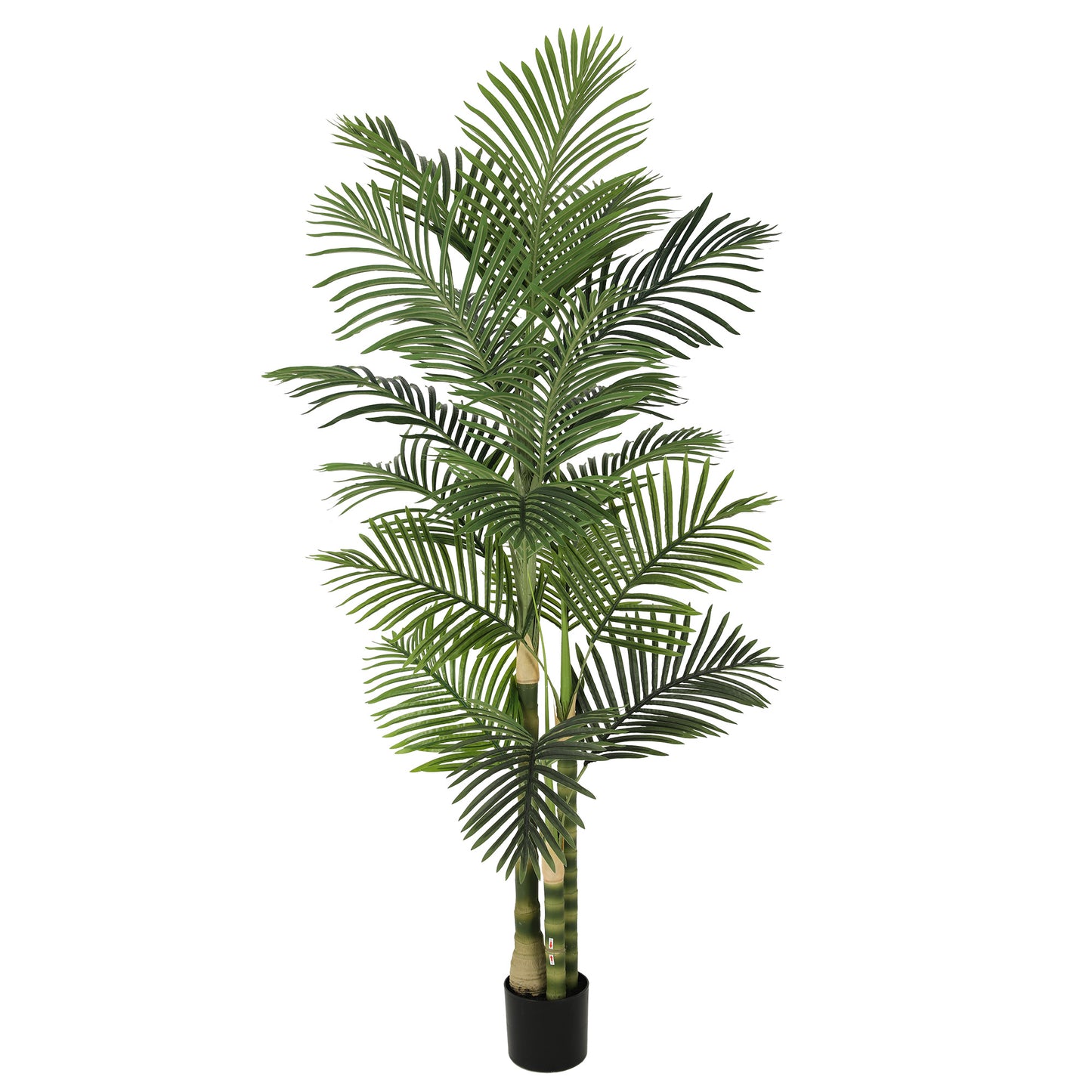 RosyHaven 5/6/7ft UV Resistant Artificial Golden Cane Palm Tree with Full Leaves and Realistic Trunks,Faux Palm Tree,Fake Palm Tree for Poolside Patio Living Room Balcony Outdoor Indoor Decor