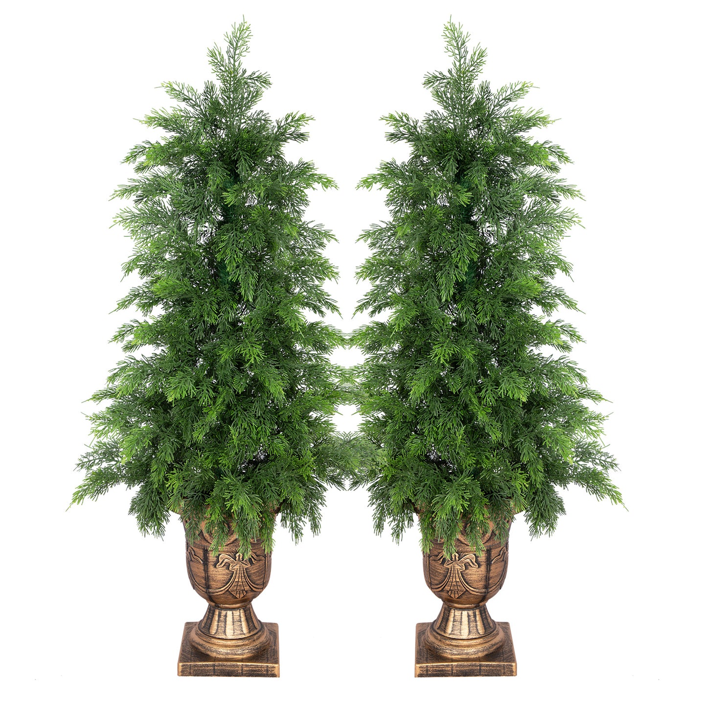 RosyHaven 3ft/4ft/5ft 1Pack/2Pack Real Touch Faux Cedar Tree with Decorative Urn Planter , UV Resistant Artificial Topiary Trees Outdoor for Front Door Porch Bedroom Livingroom Fireplace Holiday Decor