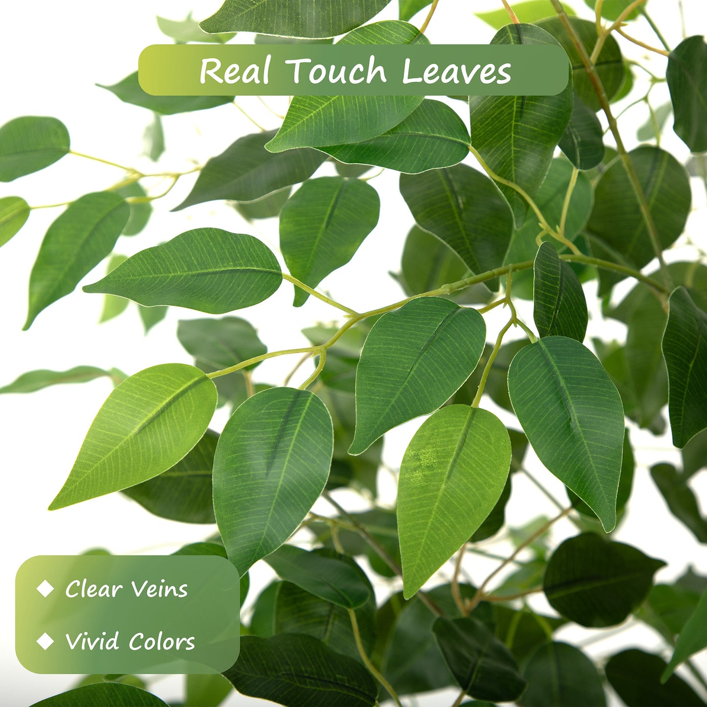 RosyHaven 5/6/7ft Resistant UV Artificial Ficus Tree with Real Wood Trunks and Waterproof & Real Touch Leaves, Realistic Faux Ficus Tree for Living Room Bedroom Dining Room Balcony Yard Patio Decor