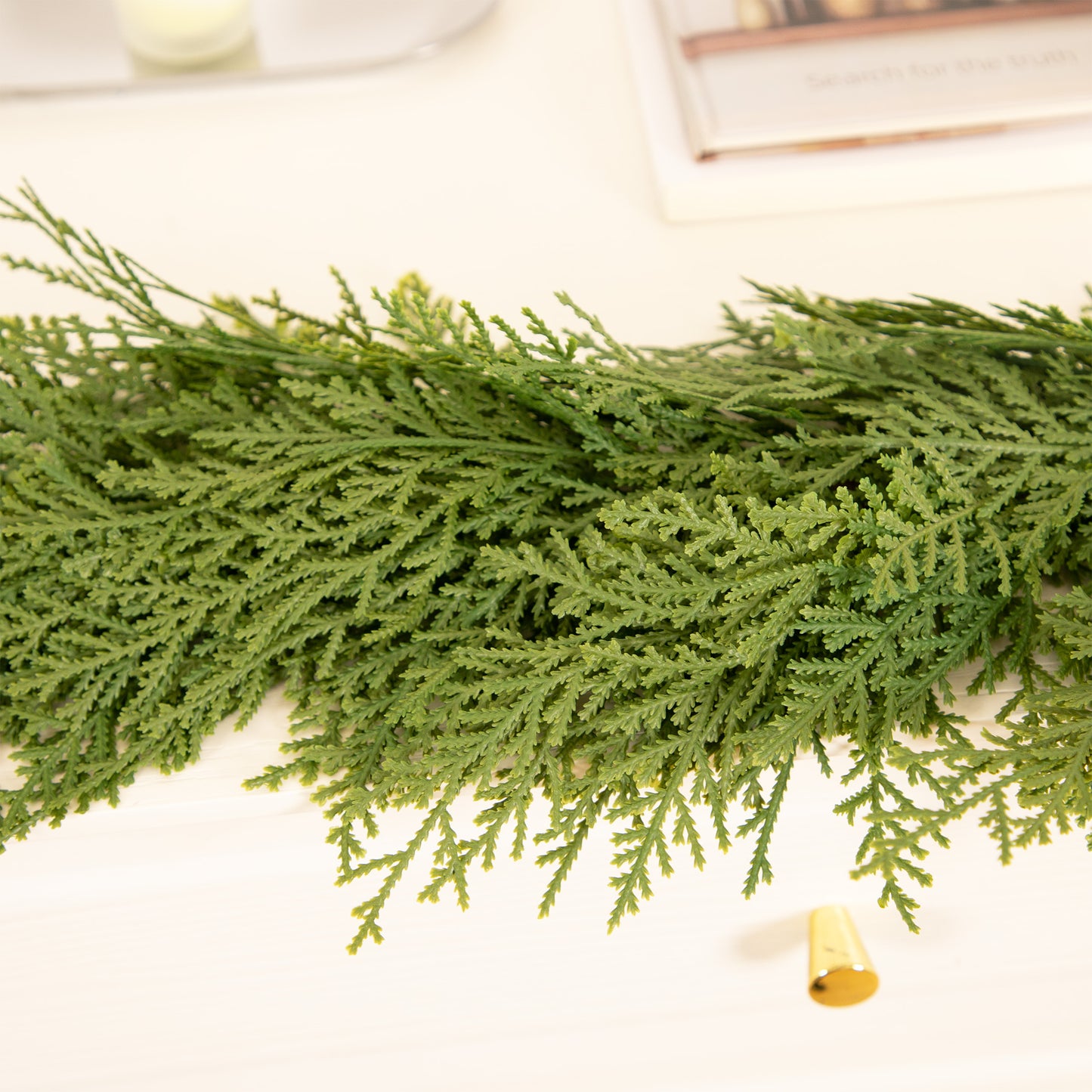 Nafresh 6ft/9ft Realistic Artificial Cedar Garland , Christmas Cedar Garland for Fireplace Table Staircase Window Front Door Decor
