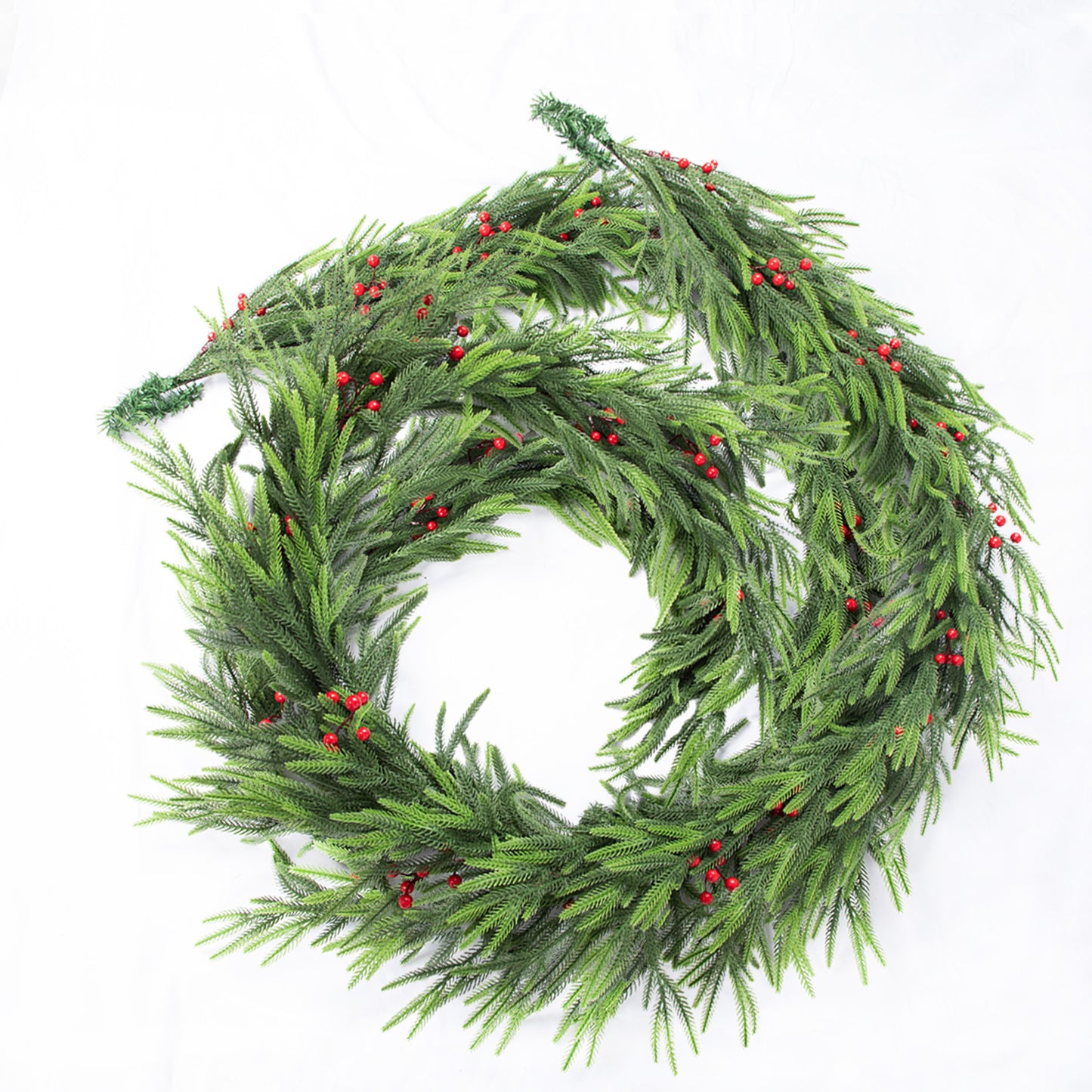 Nafresh 1/2pack 6ft/9ft Real Touch Norfolk Pine Garland, Realistic Faux Christmas Garland with Red Berries for Fireplace Table Stair Window Front Door Decor, 1Pack