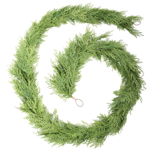 Nafresh 6ft/9ft Realistic Artificial Cedar Garland , Christmas Cedar Garland for Fireplace Table Staircase Window Front Door Decor