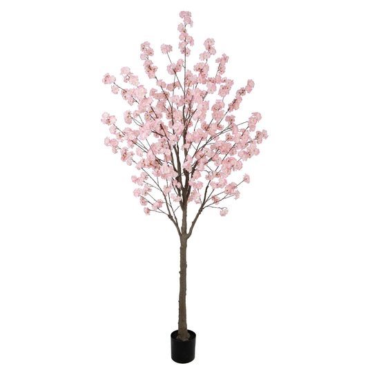 Nafresh 8ft Artificial Cherry Blossom Tree with Vividly Colored Flowers, Realistic Tree Trunk, and Sturdy Flower Pot for Indoor Outdoor Decor.
