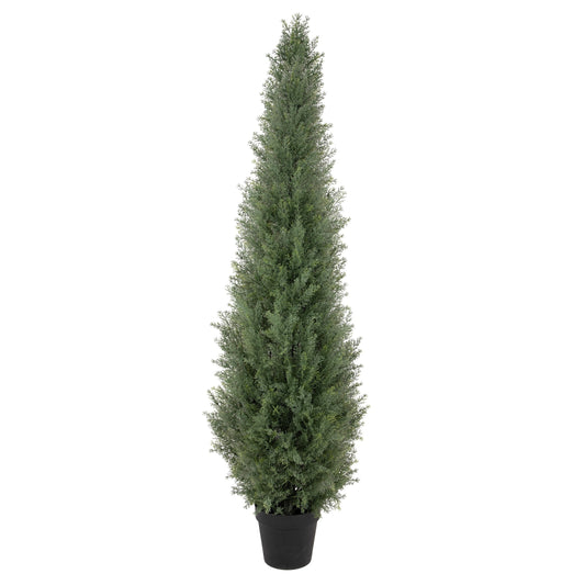 Nafresh 5ft UV Resistant Artificial Topiary Trees Outdoor with Full & Realistic Leaves, 60in Faux Cedar Tree for Front Door Proch Patio Deck Room Decor