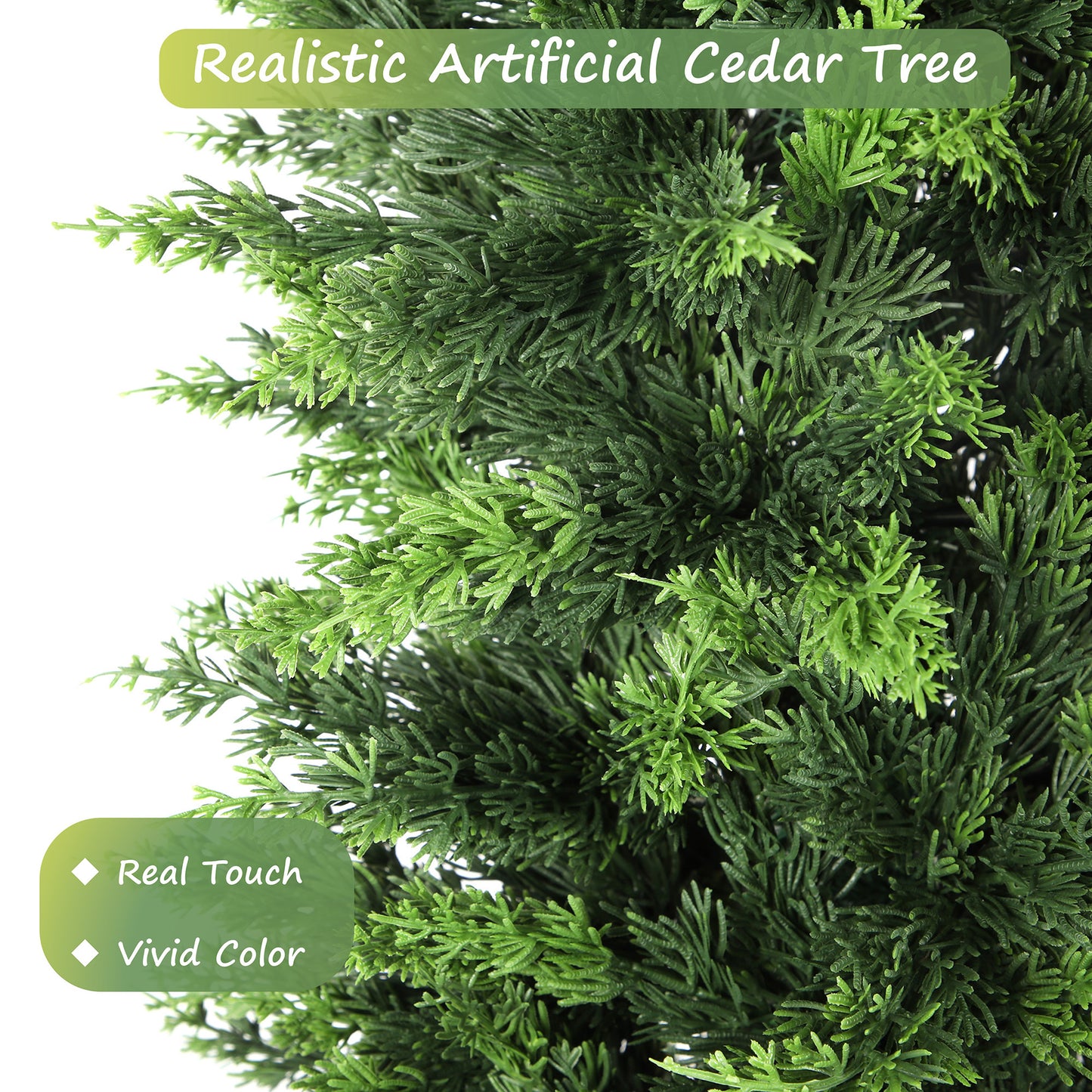 RosyHaven 6ft/7ft Real Touch Cedar Christmas Tree, UV Resistant Artificial Cedar Tree, with Realistic and Full Branches for Front Door Porch Bedroom Livingroom Fireplace Holiday Decor.