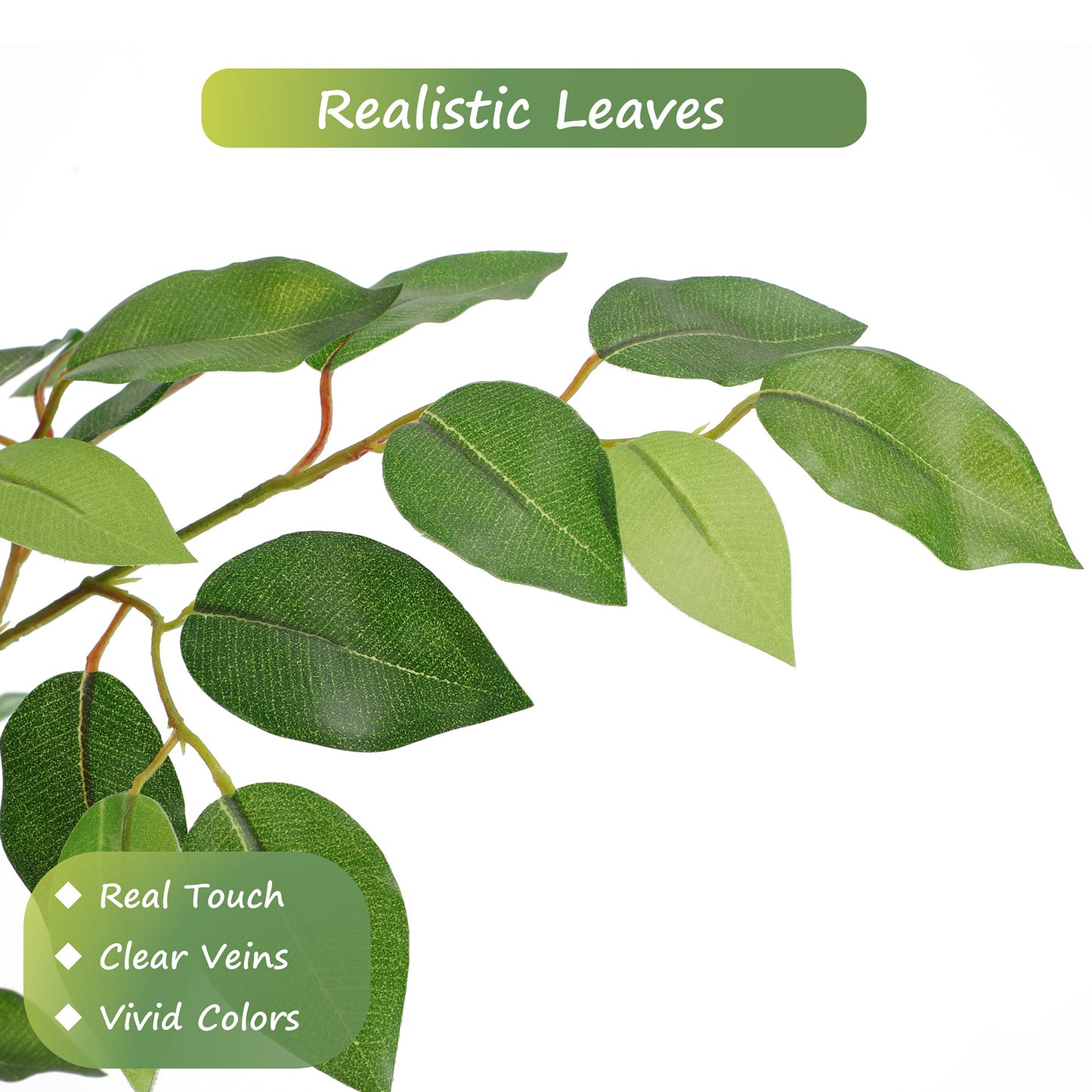 RosyHaven 5ft/6ft/7ft/8ft Real Touch Artificial Ficus Tree , Resistant UV Faux Ficus Tree with Waterproof Leaves and Realitic Trunks for Living Room  Bedroom Dining Room Balcony Yard Patio Decor