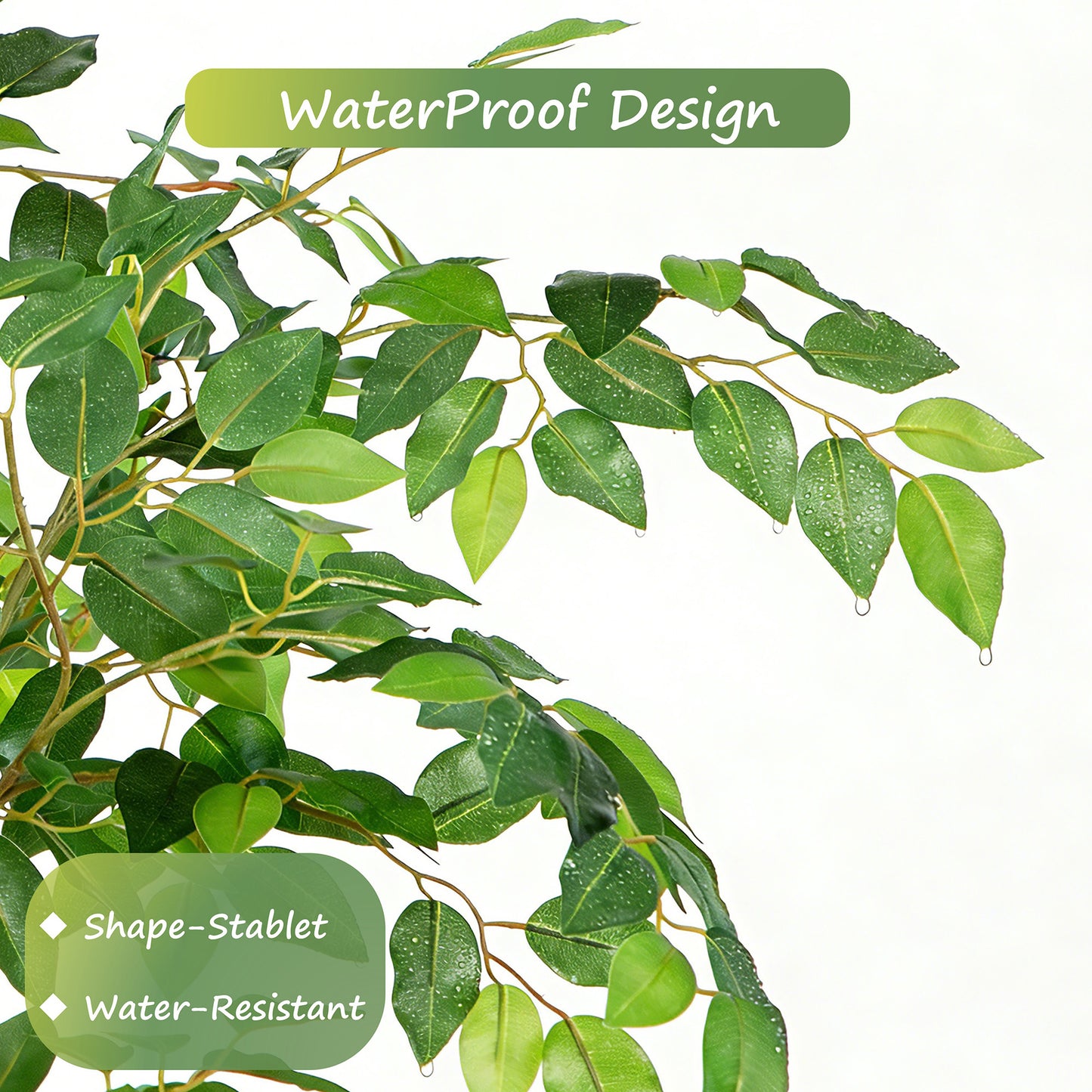 RosyHaven 5ft/6ft/7ft/8ft Real Touch Artificial Ficus Tree , Resistant UV Faux Ficus Tree with Waterproof Leaves and Realitic Trunks for Living Room  Bedroom Dining Room Balcony Yard Patio Decor