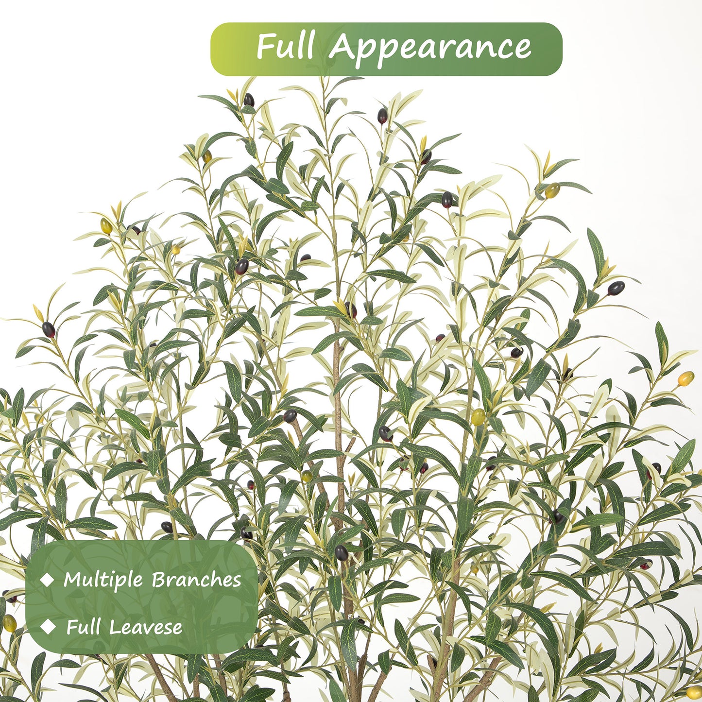 RosyHaven 5ft/6ft/7ft/8ft Super Full Artificial Olive Tree Indoor,Large Faux Olive Tree with Decorative Planter,Lifelike Leaves & Fruits for Living Room Bedroom Patio Balcony Corner Decor